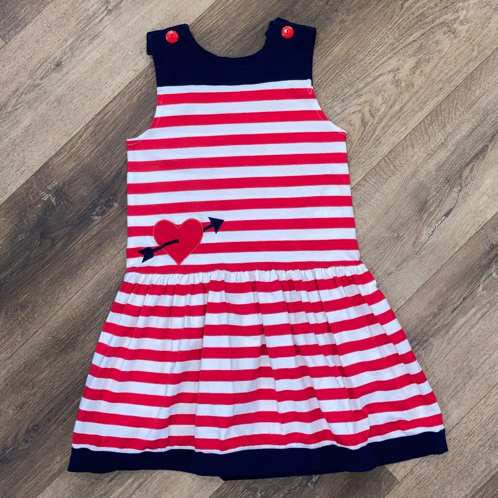 4th Of July Dress Patriotic America Heart Summer Outfit Red White & Blue 6 Girl